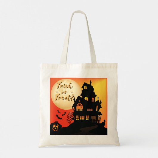 Halloween-Trick or treat in haunted House Tote Bag (Achterkant)