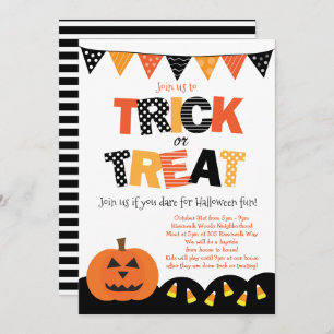 Halloween Trick or treat Invitation Kaart