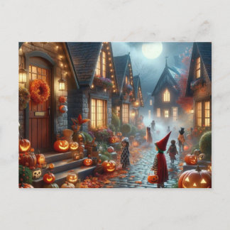 Halloween trick or treat kinderen feestdagenkaart