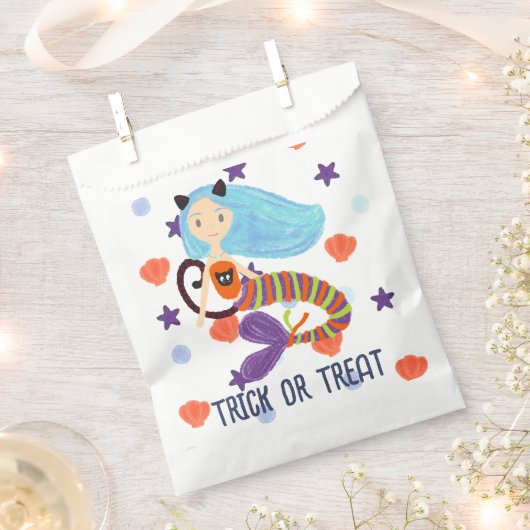 Halloween Trick or treat Pastel Zeemeermin Kat Bedankzakje (Geknipt)
