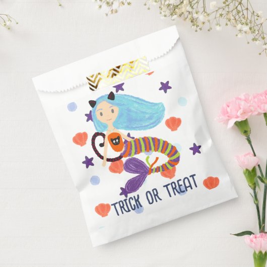 Halloween Trick or treat Pastel Zeemeermin Kat Bedankzakje (Gezegeld)
