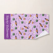 Halloween Trick or treat Pumpkin Pattern Paars Bad Handdoek (Handdoek)