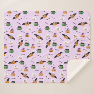 Halloween Trick or treat Pumpkin Pattern Paars Sherpa Deken