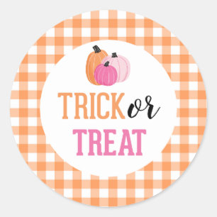 Halloween Trick or Treat roze pompoenen Ronde Sticker