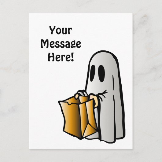 Halloween Trick or treat Snoep Ghost Briefkaart (Voorkant)