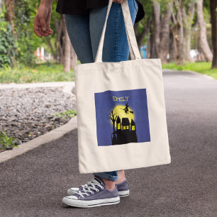 Halloween Trick Or Treat Spokenhuis Heks Maan Tote Bag