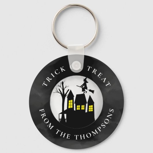 Halloween Trick or treat Spooky Haunted House Sleutelhanger (Voorkant)