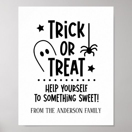 Halloween Trick or treat Tafelteken Poster (Voorkant)
