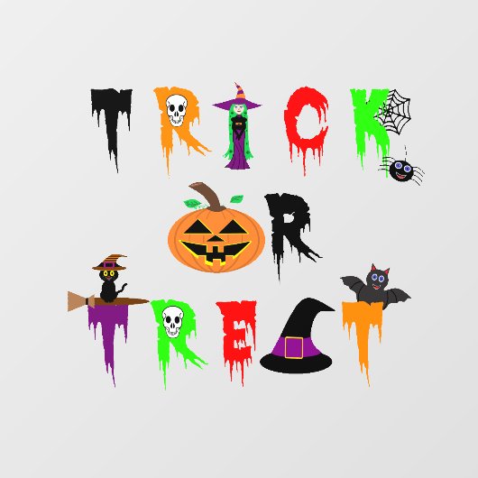 Halloween "Trick or treat" venster vastklampen Raamsticker (Vel)