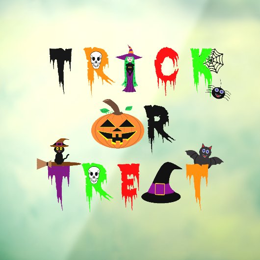 Halloween "Trick or treat" venster vastklampen Raamsticker (Vel 3)