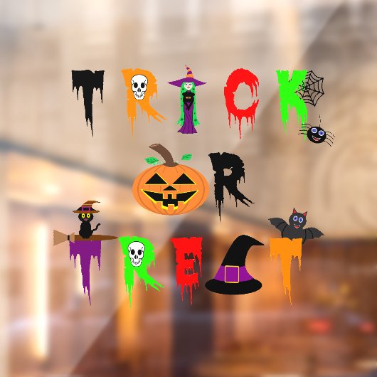 Halloween "Trick or treat" venster vastklampen Raamsticker (Vel 2)