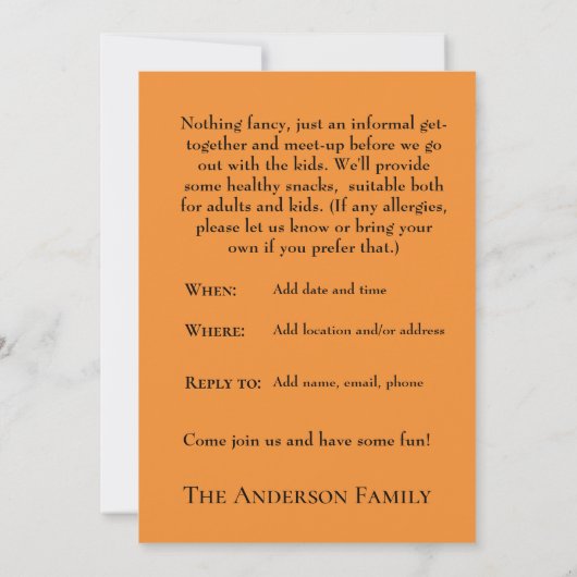 Halloween Trick ou Traiter Invitation avec Spiderw (Dos)