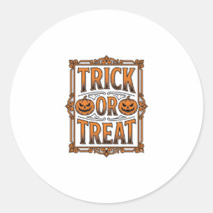 Halloween Trick Treat Pompoen Schedels Vintage Gra Ronde Sticker