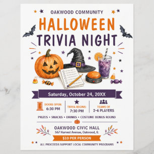 Halloween Trivia Night Gemeenschapsflyer Flyer