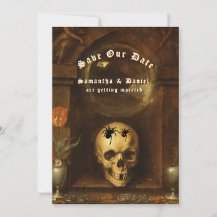 Halloween Trouwdag Goth Schedel Spinnen Bewaar de Kaart