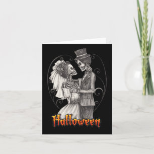 Halloween trouwdag in oktober - bruid en bruidegom kaart