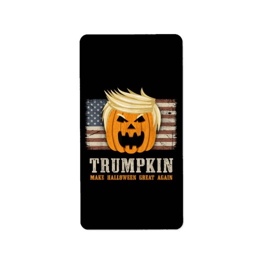 Halloween Trumpkin  Amerikaanse vlag Etiket (Voorkant)
