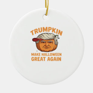 Halloween Trumpkin – Spooky Parodie Quote voor Hal Keramisch Ornament