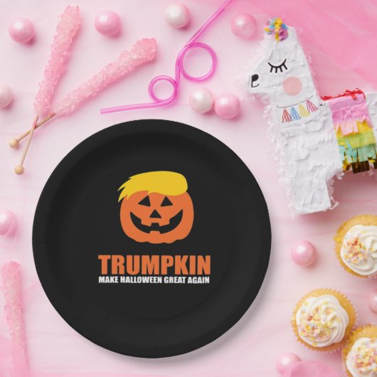 Halloween Trumpkin V2 Papieren Bordje (Feest)