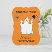 Halloween Trumpy Ghost, Spider & Bat Invitation Kaart (Staand voorkant)