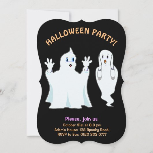 Halloween Trumpy & Munchy Ghosts Invitation Kaart (Voorkant)