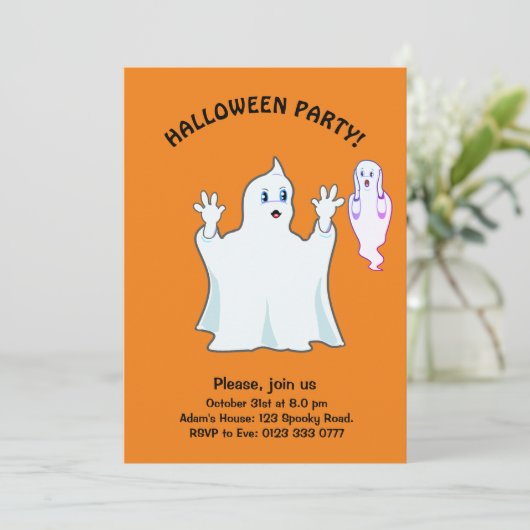 Halloween Trumpy & Munchy Ghosts Invitation Kaart (Staand voorkant)