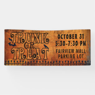 Halloween TRUNK OF TREAT Black Oranje Spandoek