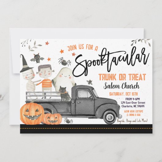 Halloween Trunk of Treat uitnodiging (Voorkant)