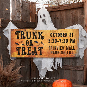 Halloween TRUNK OF TREAT Zwart Sinaasappel Spandoek