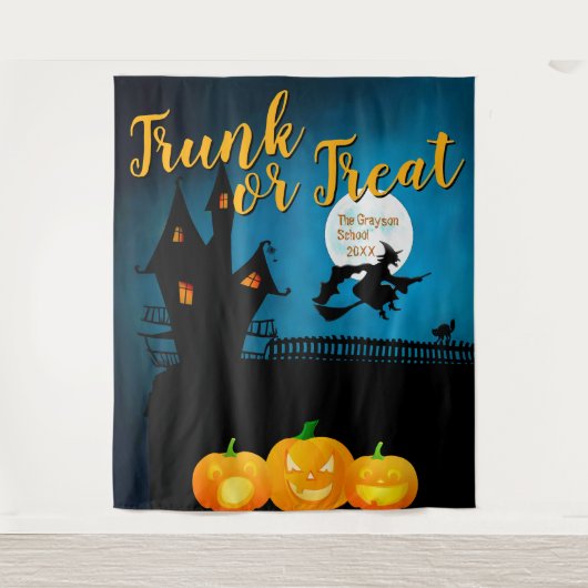 Halloween Trunk or Behandel Foto Achtergrond Wandkleed (Voorkant)