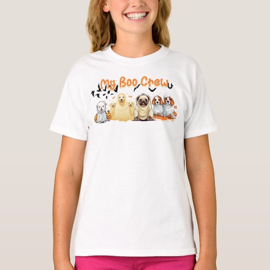 Halloween Tshirt voor kinderen, Funny Dog Shirt, S (Voorkant)