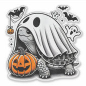 Halloween Turtle Ghost Pumpkin Terrapin Tortoise Sticker (Voorkant)