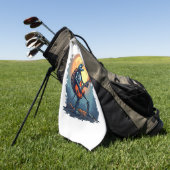 Halloween Turtle Skeleton Rocker T-shirt voor Musi Golfhanddoek (Groen)