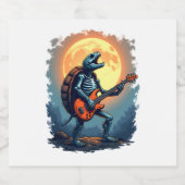 Halloween Turtle Skeleton Rocker T-shirt voor Musi Sparkling Wijnetiket (Enkel label)