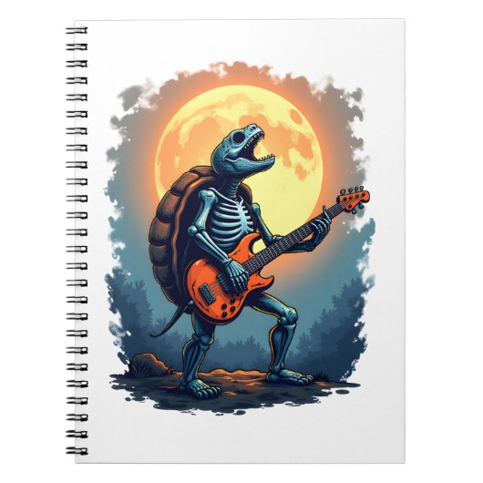 Halloween Turtle Skeleton Rocker Tee for Music Lov Notitieboek (Voorkant)