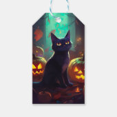 Halloween Tuxedo Cat met pompoenen eng Cadeaulabel (Voorkant)