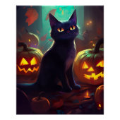 Halloween Tuxedo Cat met pompoenen eng Perfect Poster (Voorkant)