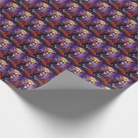 Halloween Tuxedo Cat Vampire Pumpkins eng Cadeaupapier (Hoek)