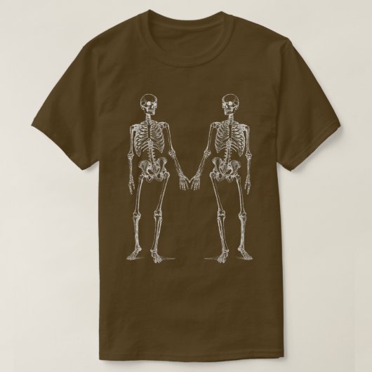 Halloween, twee skeletten met handen t-shirt (Design voorkant)