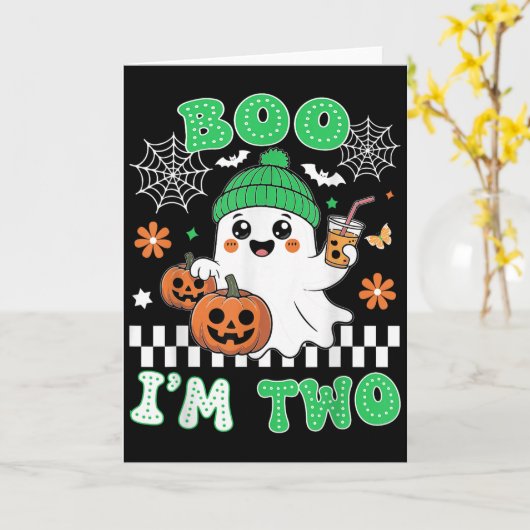 Halloween Two Birthday Boo Im Two Groovy Birthday Kaart (Gele Bloem)