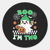 Halloween Two Birthday Boo Im Two Groovy Birthday Ronde Sticker (Voorkant)