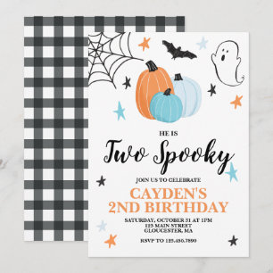 Halloween TWO Spooky 2nd Birthday Blue pomkins in Kaart