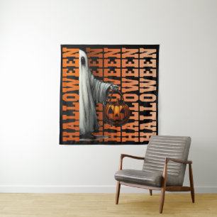 Halloween-typografie coole spookachtige pompoen ca wandkleed