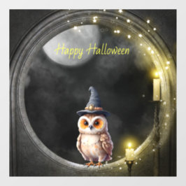 Halloween Uil in Ronde Toren Raam Raamsticker