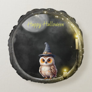 Halloween Uil in Ronde Toren Raam Rond Kussen