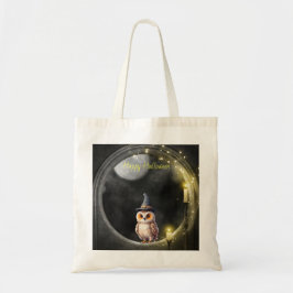 Halloween Uil in Ronde Toren Raam Tote Bag