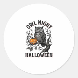 Halloween Uil Shirt Vintage Griezelen Vogel Feest Ronde Sticker