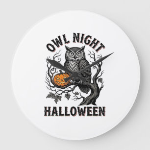 Halloween Uil Shirt Vintage Griezels Vogel Feest D Grote Klok