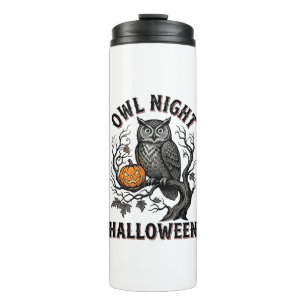 Halloween Uil Shirt Vintage Griezels Vogel Feest D Thermosbeker