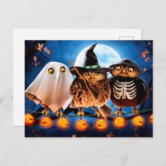 Halloween-uilen Uitnodiging Briefkaart (Voorkant / Achterkant)